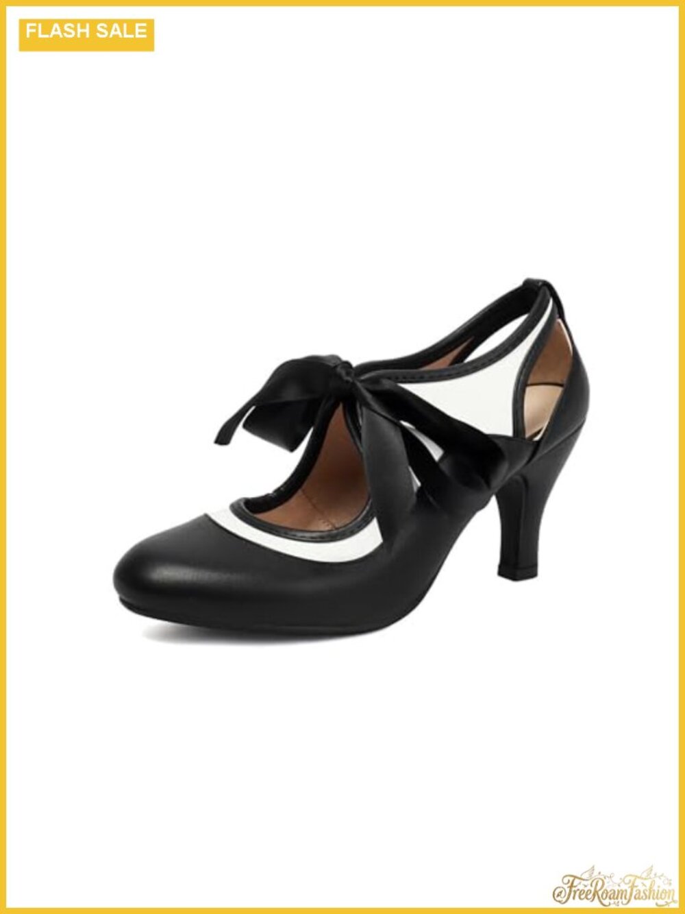 Mary Jane Close Round Toe Lace Up 1950s Vintage Heels Retro Pumps